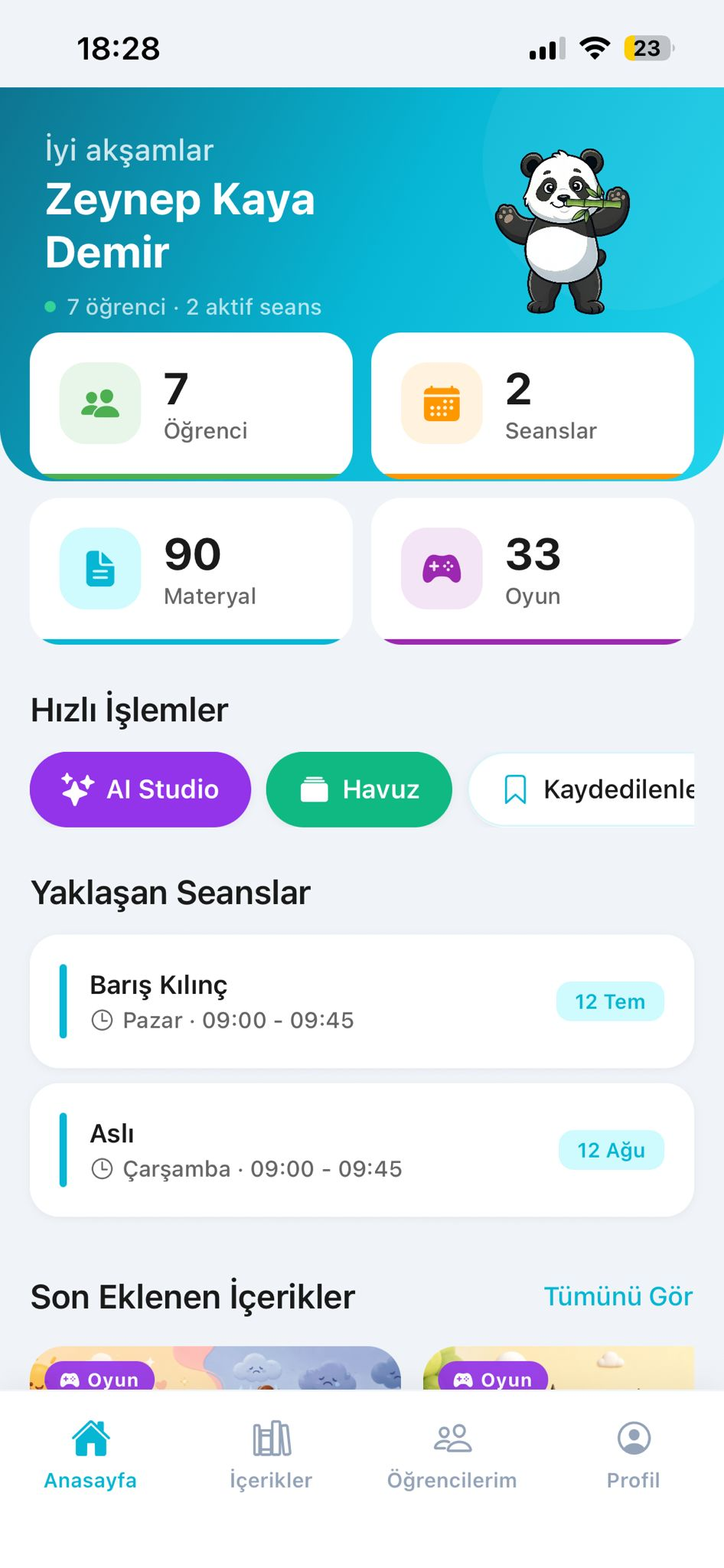 Bambo uzman ana ekranı